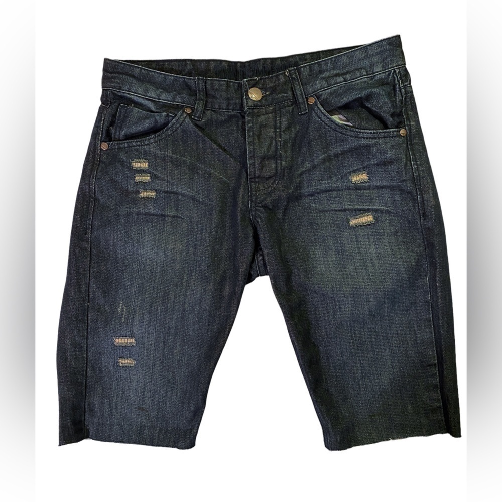 Tainted Denim Low Rise Denim Shorts Dark Wash  Ladies 30